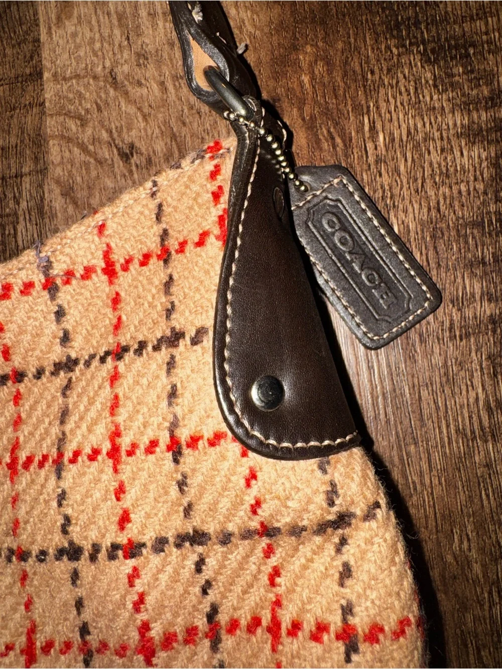 Coach Vintage Tattersall Plaid Wool Baguette Shoulder Bag